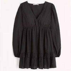 Long-Sleeve Babydoll Ruffle Mini Dress
